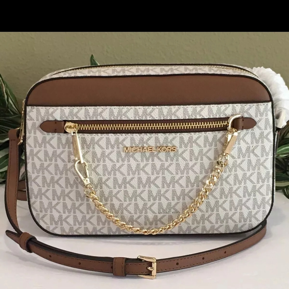 Michael Kors Brown and Cream Crossbody Bag